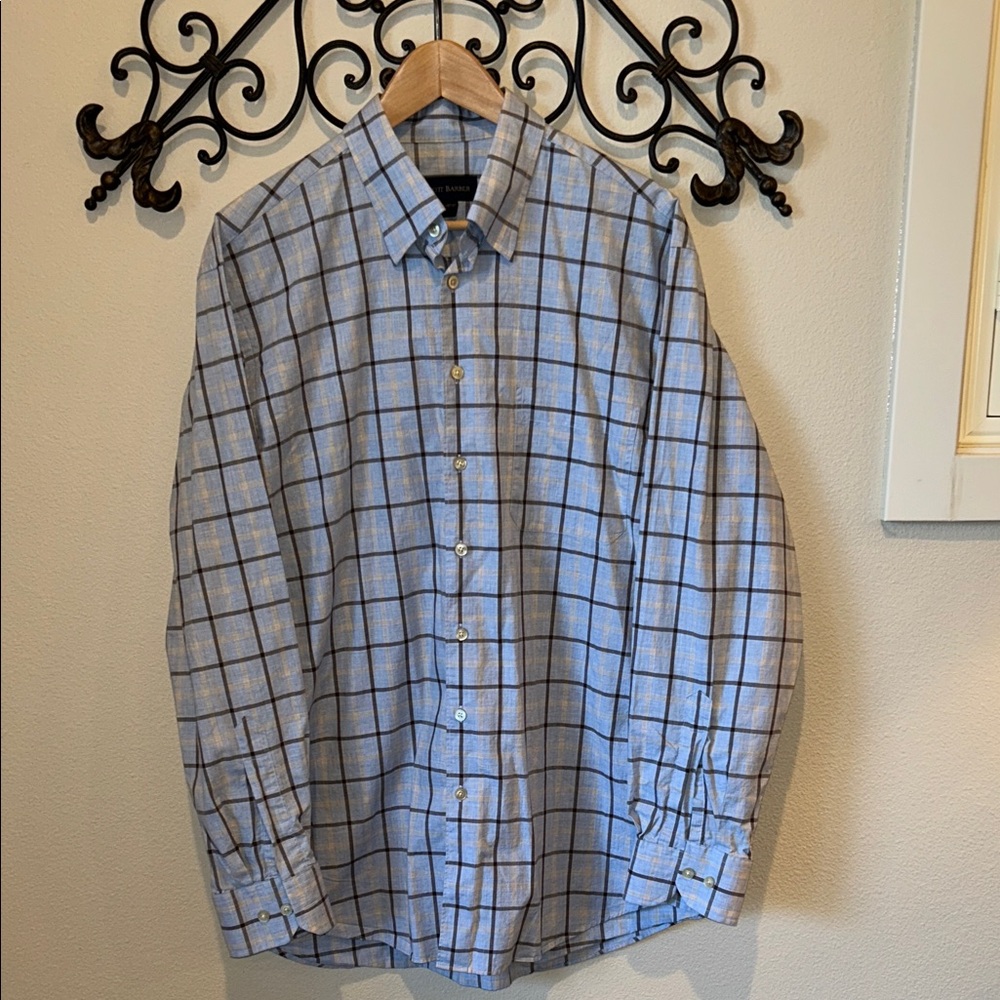 SCOTT BARBER LONG SLEEVE BUTTON DOWN SHIRT SIZE LARGE